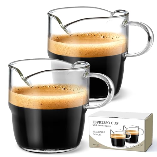 2 Pack Stackable 6 oz Espresso Glass Cups