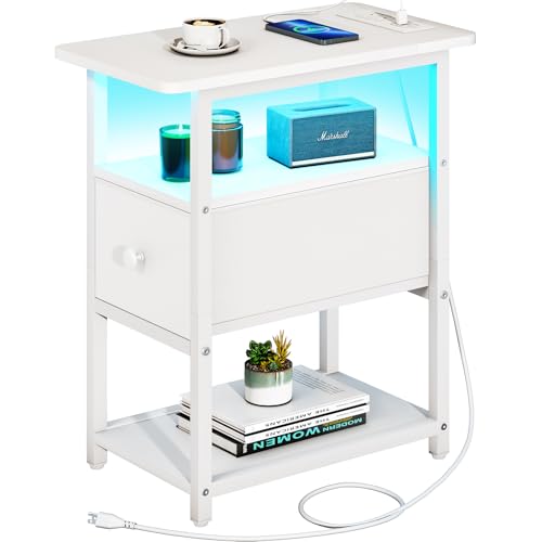 End Table with Charging Station and Adjustable Drawer