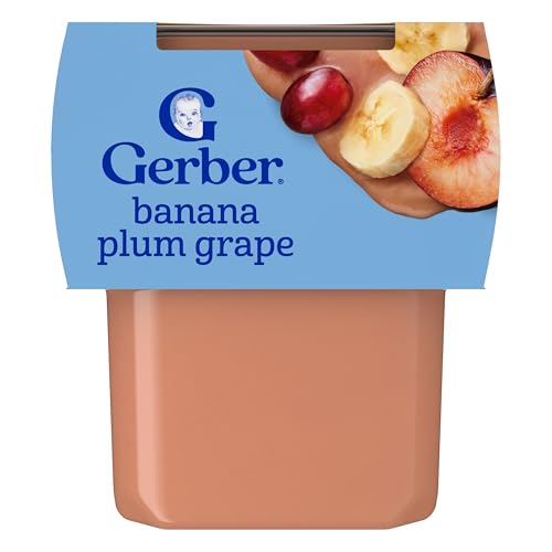 16 Pack Gerber Banana Plum Grape Baby Food Puree