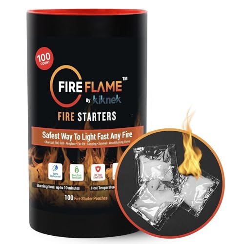 100 Pack Waterproof Instant Fire Starters for Indoor Outdoor
