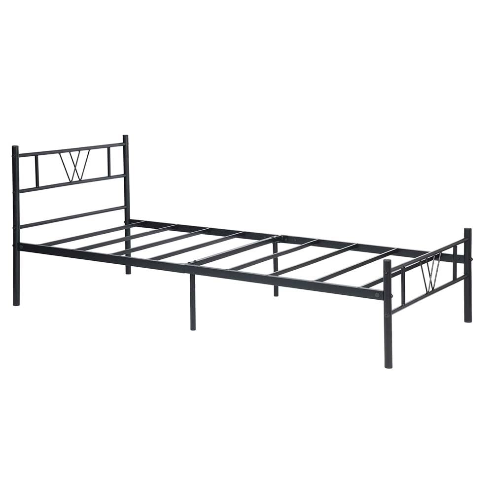 Relyblo Twin Size Metal Platform Bed Frame with Headboard and Footboard, Heavy Duty Steel Slat Support, 16" Height Easy Assembly Mattress Foundation, No Box Spring Needed, Black