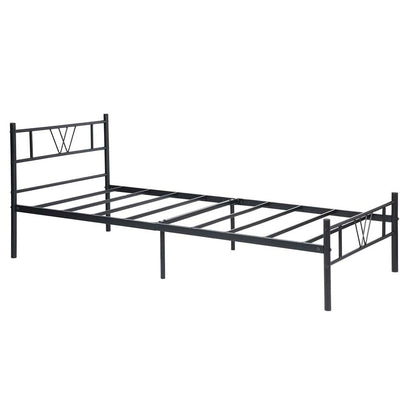 Relyblo Twin Size Metal Platform Bed Frame with Headboard and Footboard, Heavy Duty Steel Slat Support, 16" Height Easy Assembly Mattress Foundation, No Box Spring Needed, Black