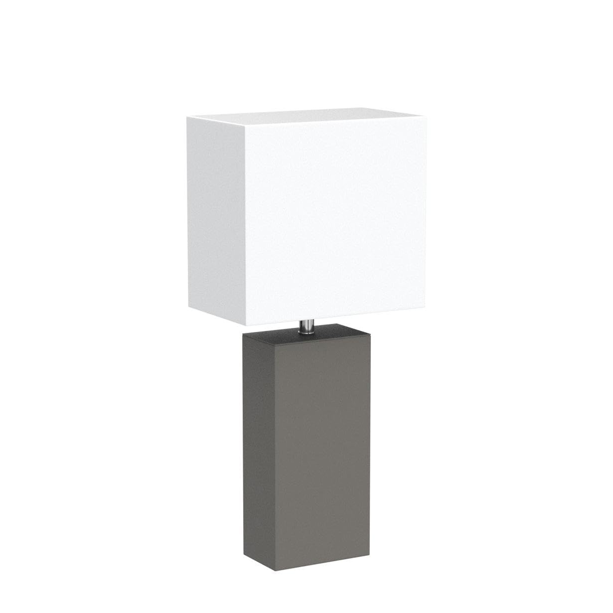 Elegant Designs LC2000-GRY-2PK 2 Pack Modern Leather Table Lamps with White Fabric Shades, Gray