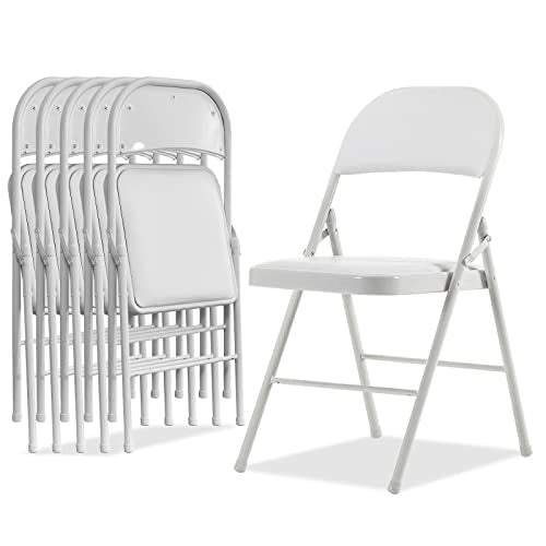 6 Pack Folding Chairs with Padded Seats, Stackable