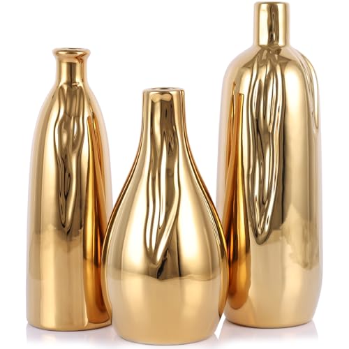 Set of 3 Ceramic Bud Vases for Decor