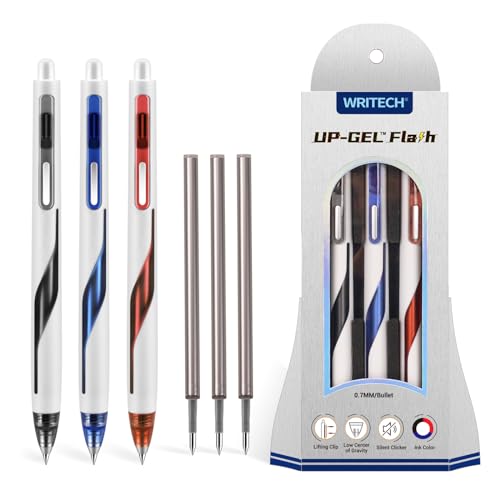 3 Count Retractable Gel Ink Pens with Refills