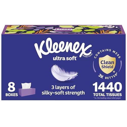 8 Pack Kleenex Ultra Soft 3-Ply Facial Tissues
