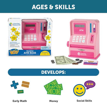 Learning Resources Pink ATM Bank Playset - 32 Pieces