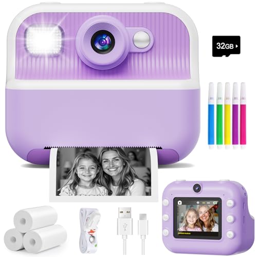 Instant Print Kids Camera with Dual Lens 1080P