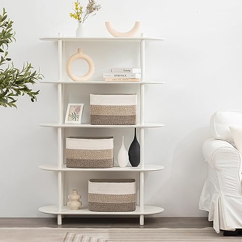 UBBCARE 3 Packs Storage Basket, Cotton Rope Baskets for Organizing Toys, Clothes, Woven Basket Bin for Shelves, Laundry Room, Bedroom, Nursery, and Living Room - Gradient Brown Basket