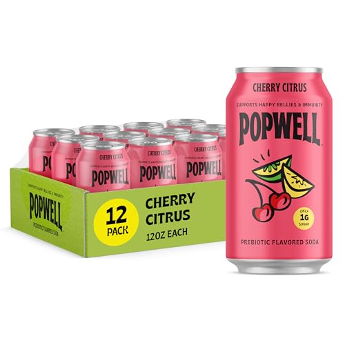 12 Pack Popwell Prebiotic Soda with Fiber