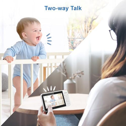 VTech VM924 Remote Pan-Tilt-Zoom Video Baby Monitor, 5" LCD Screen, Up to 17 Hrs Video Streaming, Night Vision, Up to 1000ft Range, Soothing Sounds, 2-Way Talk, Temperature Sensor,Secured Transmission
