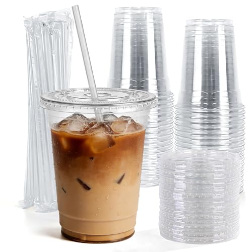500 Pack 12 oz Disposable Plastic Cups with Lids