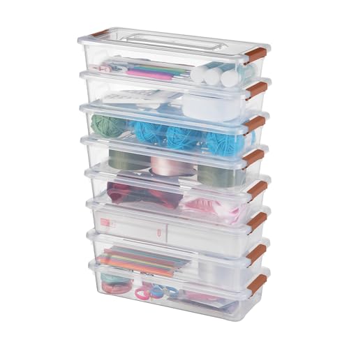 8 Pack Clear Plastic Stackable Storage Bins with Lids