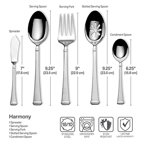 Mikasa, Harmony Flatware Service for 12, 65 Piece Set, 18/10 Stainless Steel, Silverware Set with Serving Utensils