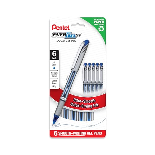 6 Pack Pentel EnerGel 0.7mm Gel Pens
