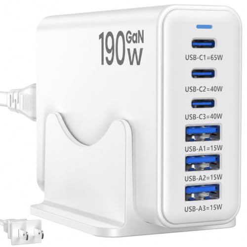 190W 6-Port USB Charging Station Block
