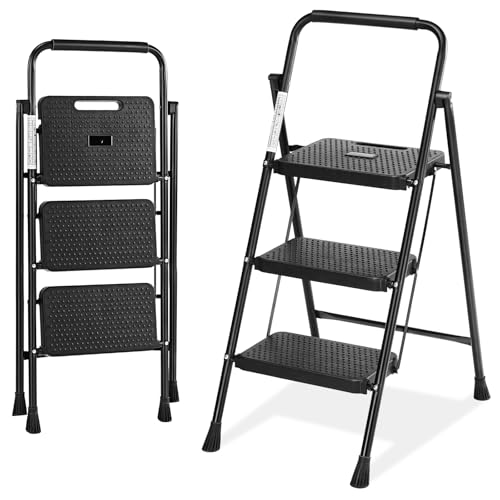 OLIXIS Heavy Duty 3 Step Folding Ladder