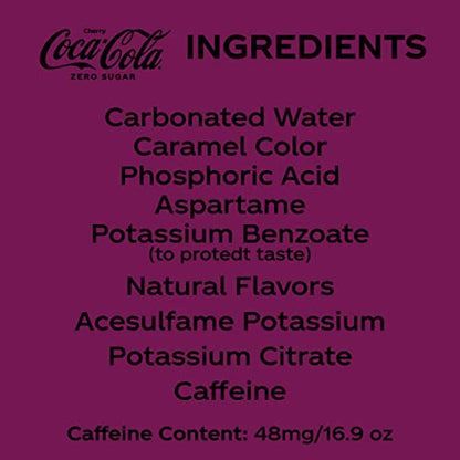 Coca-Cola Zero Sugar Cherry Diet Soda Soft Drink, 16.9 fl oz, 6 Pack