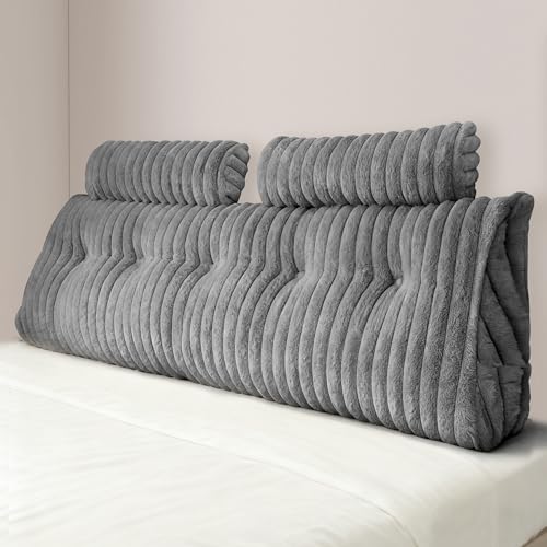 2 Pack Faux Fur Wedge Headboard Pillow Queen