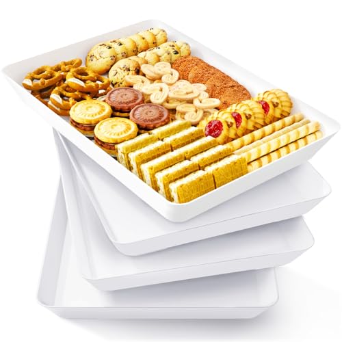 4 Pack Reusable Plastic Serving Trays