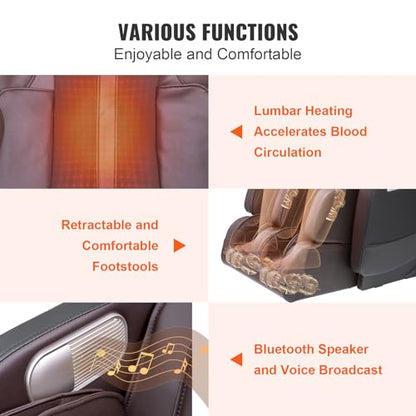 VEVOR Zero Gravity Massage Chair, Full Body Massage Chair, 4D Shiatsu Massage Recliner Chair with Body Scan, Heating, Bluetooth Speaker, Airbags for Living Room, Home