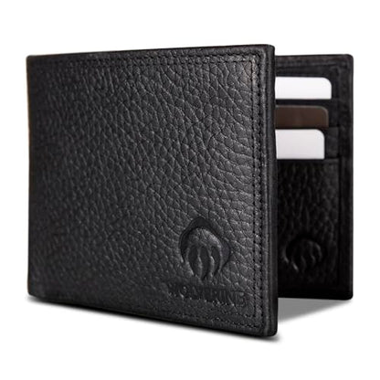 WOLVERINE Men's RFID Blocking Rugged Bifold & Passcase Wallets (Avail in Cotton Canvas Or Leather), Marquette-Black, One Size