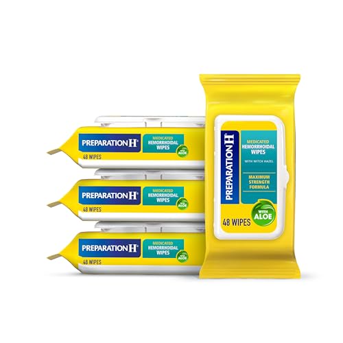 4 Pack Preparation H Hemorrhoid Flushable Wipes 48 Count