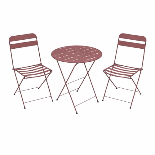 3 Piece Metal Folding Bistro Table and Chairs Set
