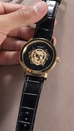 GUESS Men's 44mm Black Dial Gold Watch