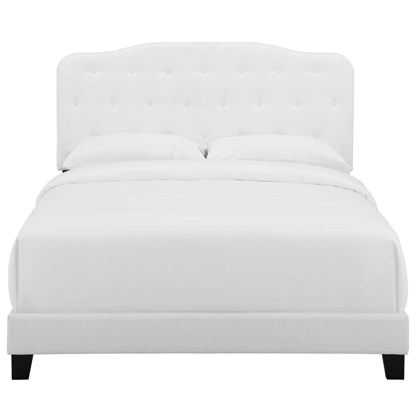 Modway Amelia Tufted Fabric Upholstered Twin Platform Bed in White