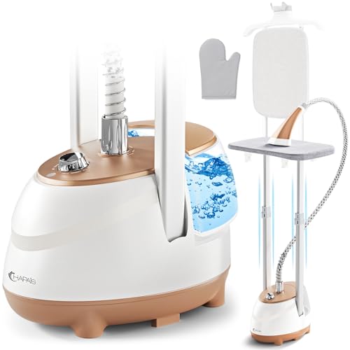 1800W Standing Clothes Steamer with Adjustable Double Rod