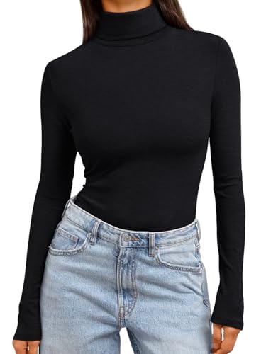 Trendy Queen Ribbed Turtleneck Long Sleeve Top