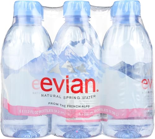6 Pack evian Natural Spring Water Bottles