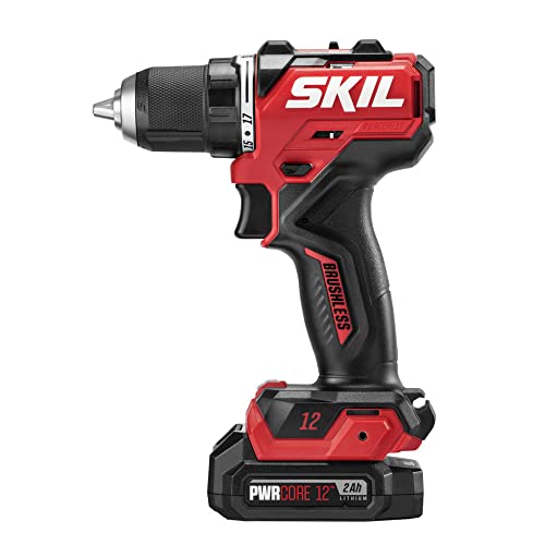 SKIL PWR CORE 12 Brushless 12V 5-Tool Compact Combo Kit Includes Two 2.0Ah Battery and Charger - CB8368A-20,Red