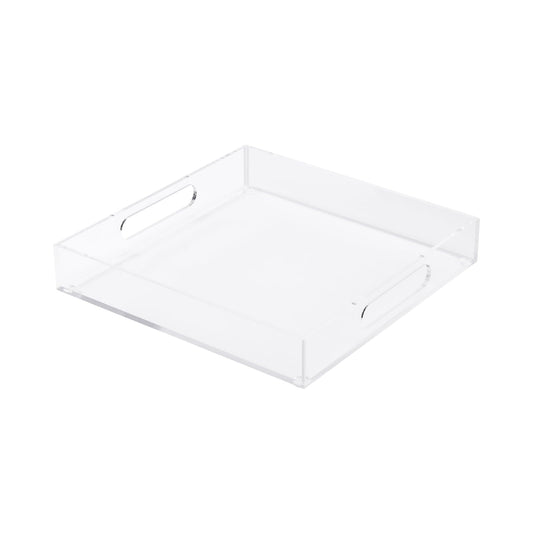 Clear Serving Tray Acrylic Tray Organizer, Ottoman Serving Tray for Coffee Table, Bathroom, Vanity, TV Table, Plastic Plastic for Eating 12 * 12 Inch