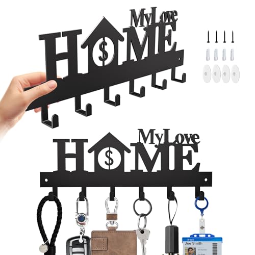 2 Pack Wall Mounted Metal Key Holder Rack