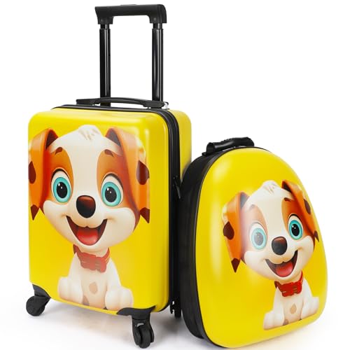 Kids Luggage Set With Wheels and Backpack, Puppy