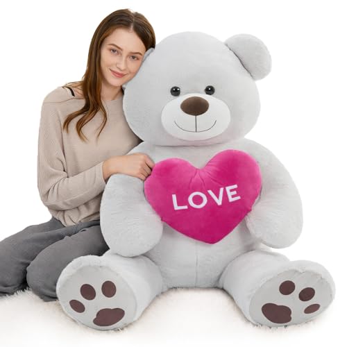 52-Inch Giant Teddy Bear Plush with Heart