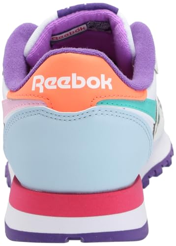 Reebok Kid's Classic Leather Sneaker, Barely Grey/Dynamic Purple/Bold Pink, 1 US Unisex Little