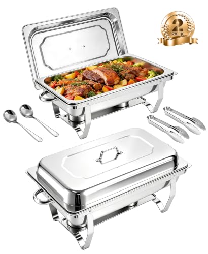 2 Pack 9QT Stainless Steel Rectangular Chafing Dishes