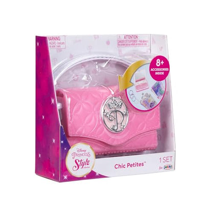 Disney Princess Style Collection Girls Purse Pretend Play Chic Petite Bag D - Mini Soft Vinyl handbag for Girls with 5+ Accessories for Girls Ages 3 and Up