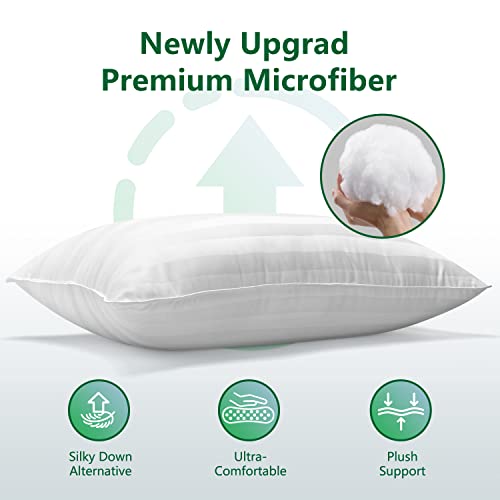 COZSINOOR Queen Size Bed Pillows for Sleeping: Hotel Quality, Set of 2 - Down Alternative Microfiber Filled for Back, Stomach, Side Sleepers, Breathable, and Skin-Friendly