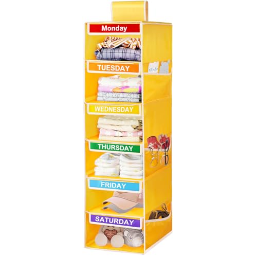 6 Shelf Kids Closet Hanging Weekly Organizer