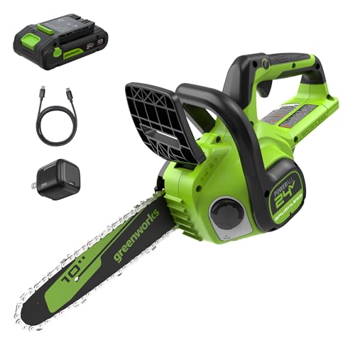 Greenworks 24V 10-Inch Cordless Chainsaw with Battery
