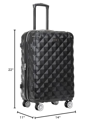 Kenneth Cole REACTION Diamond Tower Collection Lightweight Hardside Expandable 8-Wheel Spinner Travel Luggage, Black, 3-Piece Set (20", 24", & 28")