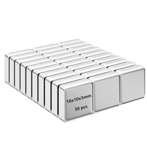 30 Pack Neodymium Square Magnets 10x10x3mm