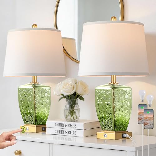 2 Pack Dimmable Touch Bedside Lamps with USB Ports