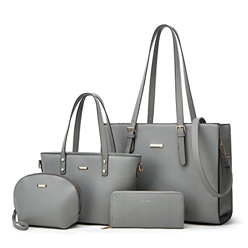 4 Piece Women’s Synthetic Leather Handbag Tote Set
