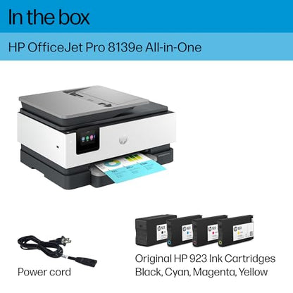 HP OfficeJet Pro 8139e Wireless All-in-One Color Inkjet Printer, Print, scan, Copy, fax, ADF, Duplex Printing Best-for-Home Office, 1 Year of Instant Ink Included (40Q51A)